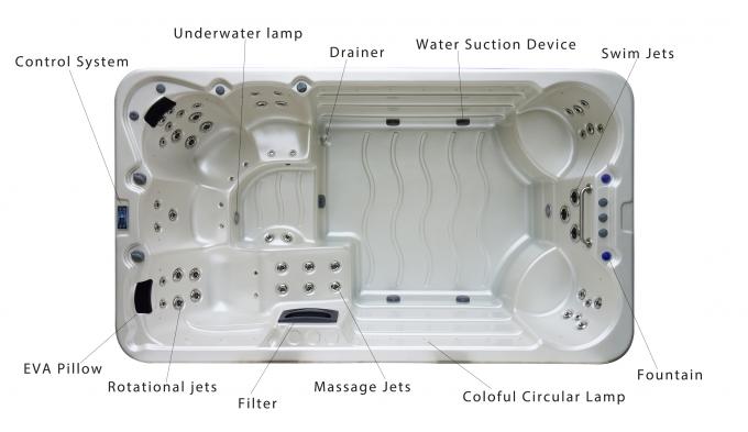 4m καυτή σκάφη μασάζ δινών Outdoor Swim Spa λιμνών με 6 καθίσματα 0