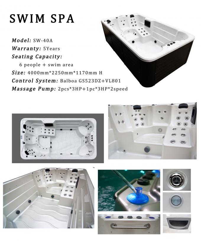4m καυτή σκάφη μασάζ δινών Outdoor Swim Spa λιμνών με 6 καθίσματα 1