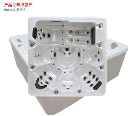 6 προσώπων τετραγωνική μορφής δινών Tubs White Marble Spa καυτή σκάφη με 45 αεριωθούμενα αεροπλάνα μασάζ