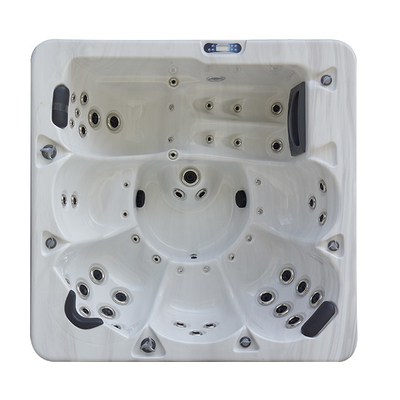 6 προσώπων τετραγωνική μορφής δινών Tubs White Marble Spa καυτή σκάφη με 45 αεριωθούμενα αεροπλάνα μασάζ